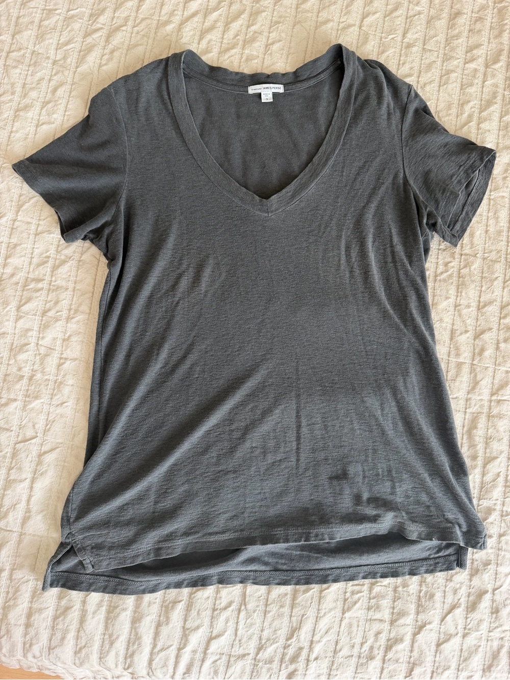 James Perse V-Neck Short Sleeve Tee - Charcoal Gray
